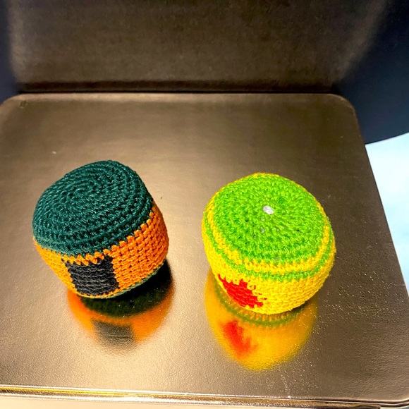 HACKY SACK BALL VINTAGE HANDMADE WOVEN GUATEMALAN STRESS BALLS BUNDLE OF 2 - Picture 5 of 5